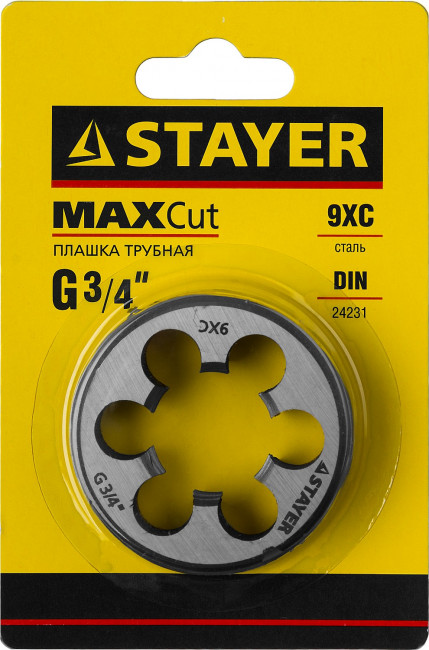 Плашка круглая ручная STAYER "MASTER", сталь 9ХС, для трубной резьбы G 3/4``,  ( 28029-3/4 ) Плашка круглая ручная STAYER "MASTER", сталь 9ХС, для трубной резьбы G 3/4``,  ( 28029-3/4 )