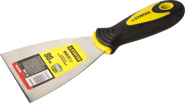Шпатель STAYER "MASTER" нержавеющее профилированное полотно, 2к ручка, 80мм,  ( 10041-08 )