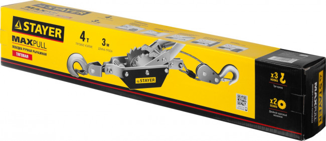 Лебедка STAYER "MAXPull" рычажная, тросовая, 4т/3м,  ( 4310-4 )