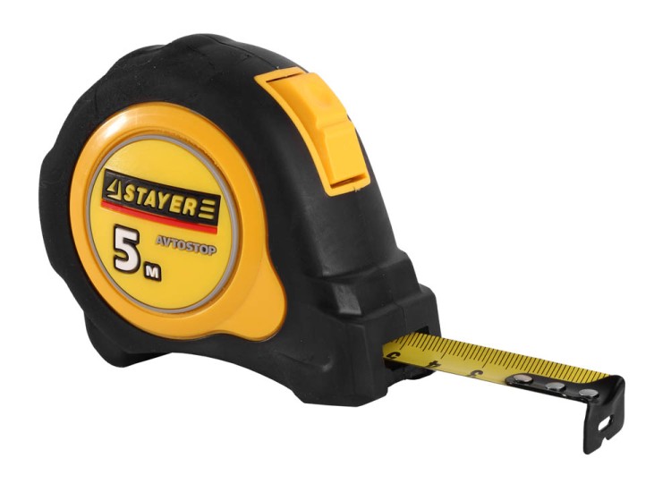 STAYER OMEGA 5м / 19мм рулетка с автостопом и ударостойким обрезиненным корпусом,  ( 3402-05-19_z01 )