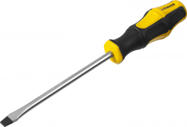 Отвертка STAYER "MASTER" "HERCULES", Сr-V, противоскользящая рукоятка, SL8,0x150мм,  ( 25051-08-15_z02 ) Отвертка STAYER "MASTER" "HERCULES", Сr-V, противоскользящая рукоятка, SL8,0x150мм,  ( 25051-08-15_z02 )