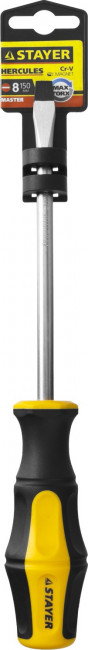 Отвертка STAYER "MASTER" "HERCULES", Сr-V, противоскользящая рукоятка, SL8,0x150мм,  ( 25051-08-15_z02 ) Отвертка STAYER "MASTER" "HERCULES", Сr-V, противоскользящая рукоятка, SL8,0x150мм,  ( 25051-08-15_z02 )