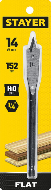 STAYER FLAT 14x152мм, сверло по дереву перовое ( 2950-14_z01 ) STAYER FLAT 14x152мм, сверло по дереву перовое ( 2950-14_z01 )