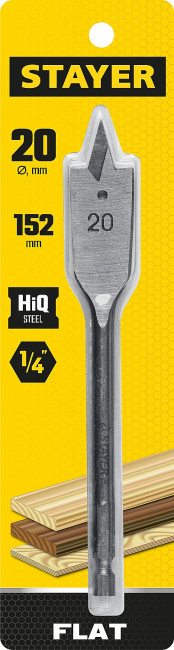 STAYER FLAT 20x152мм, сверло по дереву перовое ( 2950-20_z01 ) STAYER FLAT 20x152мм, сверло по дереву перовое ( 2950-20_z01 )