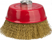 STAYER "PROFESSIONAL". Щетка чашечная для УШМ, витая стальная латунированная проволока 0,3мм, 100ммхМ14, ( 35125-100_z01 ) STAYER "PROFESSIONAL". Щетка чашечная для УШМ, витая стальная латунированная проволока 0,3мм, 100ммхМ14, ( 35125-100_z01 )