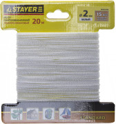 Шнур STAYER "STANDARD" хозяйственно-бытовой, полипропиленовый, вязанный, без сердечника, белый, d 2, 20м , ( 50420-02-020 ) Шнур STAYER "STANDARD" хозяйственно-бытовой, полипропиленовый, вязанный, без сердечника, белый, d 2, 20м , ( 50420-02-020 )