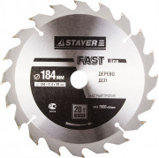 Диск пильный "FAST-Line" по дереву, 184х20мм, 20Т, STAYER,  ( 3680-184-20-20 ) Диск пильный "FAST-Line" по дереву, 184х20мм, 20Т, STAYER,  ( 3680-184-20-20 )