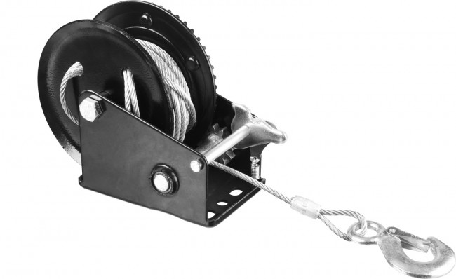 Лебедка ручная барабанная STAYER "MASTER", тяговая, тросовая, 0,9т, 8м,  ( 43112-0.9 )