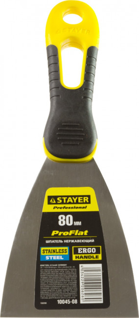 Шпатель STAYER "PROFESSIONAL" нержавеющее профилированное полотно, 2к ручка, 80 мм,  ( 10045-08 )