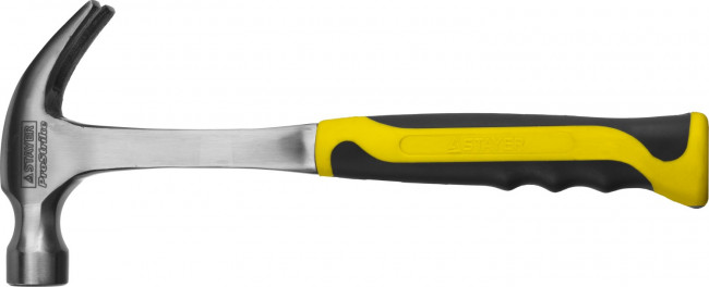 Молоток-гвоздодер STAYER "PROFESSIONAL" цельнометаллический с двухкомпонентной рукояткой, 450г,  ( 2025-450 )