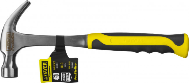 Молоток-гвоздодер STAYER "PROFESSIONAL" цельнометаллический с двухкомпонентной рукояткой, 450г,  ( 2025-450 )
