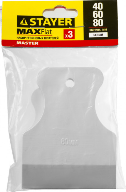 Набор STAYER "MASTER": Шпатели резиновые белые, 3шт, 40/60/80мм,  ( 1027-H3 )