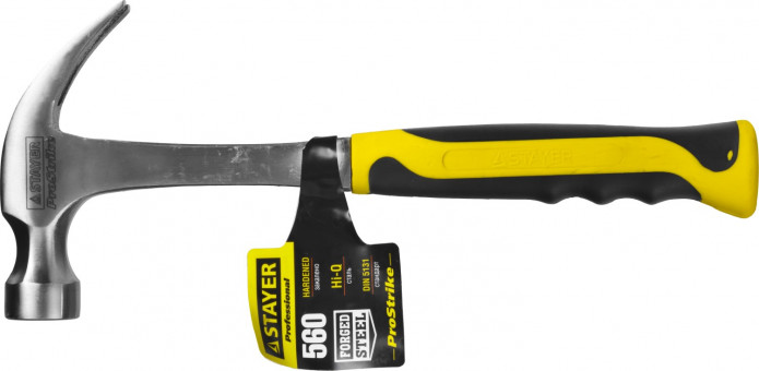 Молоток-гвоздодер STAYER "PROFESSIONAL" цельнометаллический с двухкомпонентной рукояткой, 560г,  ( 2025-560 )