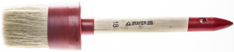 Кисть круглая STAYER "MASTER", светлая натурал. щетина, пластм. корпус, деревян. ручка, №18 x60мм,  ( 0141-60 )