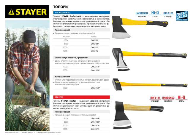 Колун STAYER "PROFESSIONAL" кованый с двухкомпонентной фиберглассовой рукояткой, 3кг/900мм,  ( 20624-30 )