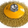 STAYER "PROFESSIONAL". Щетка коническая для УШМ, витая стальная латунированная проволока 0,3мм, 100ммхМ14,  ( 35133-100 )