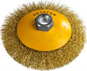 STAYER "PROFESSIONAL". Щетка коническая для УШМ, витая стальная латунированная проволока 0,3мм, 115ммхМ14, ( 35133-115 ) STAYER "PROFESSIONAL". Щетка коническая для УШМ, витая стальная латунированная проволока 0,3мм, 115ммхМ14, ( 35133-115 )