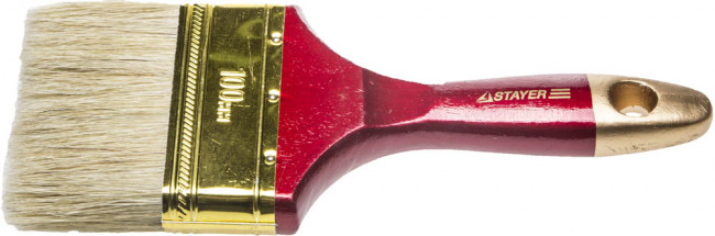 Кисть плоская STAYER "UNIVERSAL-PROFI", светлая натуральная щетина, деревянная ручка, 100мм,  ( 0104-100 )
