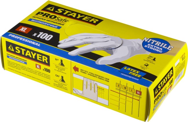 Перчатки STAYER "PROFI" нитриловые экстратонкие, XL, 100шт , ( 11203-XL ) Перчатки STAYER "PROFI" нитриловые экстратонкие, XL, 100шт , ( 11203-XL )