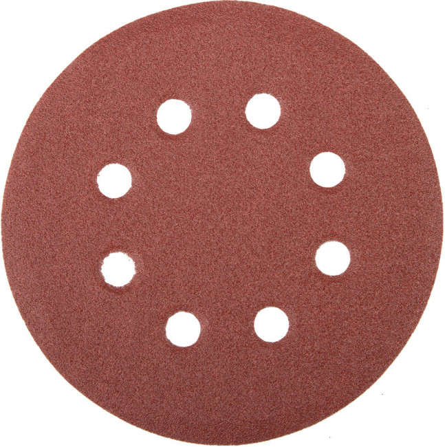 Круг шлифовальный универсальный STAYER "MASTER" из абразивной бумаги на велкро основе, 8 отверстий, Р100, 125мм, 5шт,  ( 35452-125-100 )