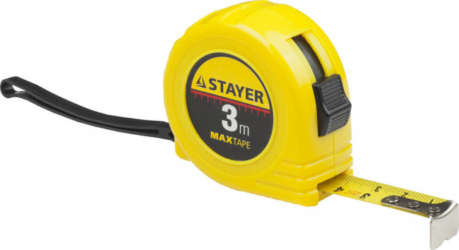 STAYER MaxTape 3м / 16мм рулетка в ударопрочном корпусе из ABS,  ( 34014-03-16 )