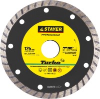 Круг отрезной алмазный STAYER "PROFESSIONAL", сегментированный, сухая и влажная резка, для УШМ, 22,2х125мм,  ( 3662-125_z01 )