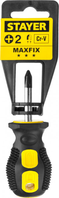 MAXFIX Отвертка, двухкомпонентная рукоятка, магнитный наконечник, "STUBBY" (бочка), PH2x38мм, STAYER ( 2510-38-2_z02 ) MAXFIX Отвертка, двухкомпонентная рукоятка, магнитный наконечник, "STUBBY" (бочка), PH2x38мм, STAYER ( 2510-38-2_z02 )