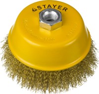 STAYER "PROFESSIONAL". Щетка чашечная для УШМ, витая стальная латунированная проволока 0,3мм, 125ммхМ14,  ( 35125-125 )