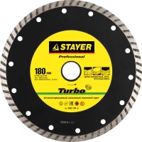Круг отрезной алмазный STAYER "PROFESSIONAL", сегментированный, сухая и влажная резка, для УШМ, 22,2х180мм,  ( 3662-180_z01 )