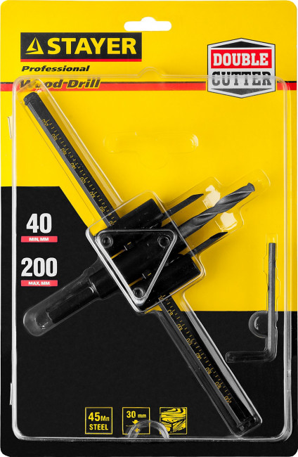 Сверло регулируемое, STAYER Profi 2944-200, двухрезцовое, по дереву, "Балеринка", d=40-200мм,  ( 2944-200 ) Сверло регулируемое, STAYER Profi 2944-200, двухрезцовое, по дереву, "Балеринка", d=40-200мм,  ( 2944-200 )