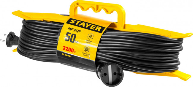 Удлинитель на рамке "MF 207", 50 м, 2200 Вт, 1 гнездо, ПВС 2х0,75 мм2, STAYER, 55018-50_z01 Удлинитель на рамке "MF 207", 50 м, 2200 Вт, 1 гнездо, ПВС 2х0,75 мм2, STAYER, 55018-50_z01