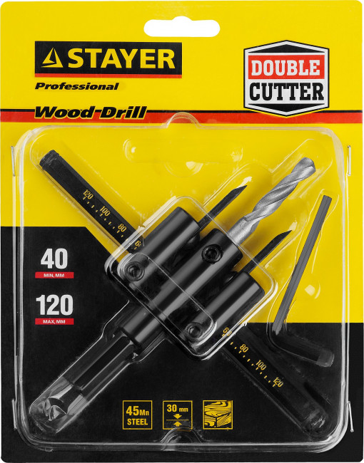 Сверло регулируемое, STAYER Profi 2944, двухрезцовое, по дереву, "Балеринка", d=40-120мм,  ( 2944 ) Сверло регулируемое, STAYER Profi 2944, двухрезцовое, по дереву, "Балеринка", d=40-120мм,  ( 2944 )