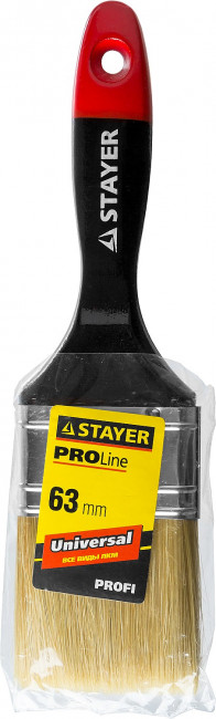 Кисть плоская STAYER "UNIVERSAL-PROFI", светлая натуральная щетина, деревянная ручка, 63мм,  ( 0104-063 )
