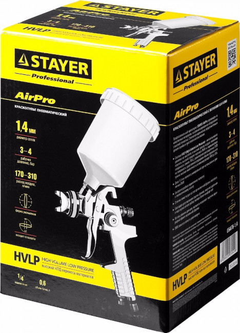 Краскопульт пневматический STAYER "PROFESSIONAL" AirPro, 1,4мм,  ( 06476-1.4 )