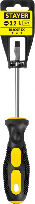 MAXFIX Отвертка, двухкомпонентная рукоятка, магнитный наконечник, SL3,2x100мм, STAYER ( 2509-03-10_z02 ) MAXFIX Отвертка, двухкомпонентная рукоятка, магнитный наконечник, SL3,2x100мм, STAYER ( 2509-03-10_z02 )