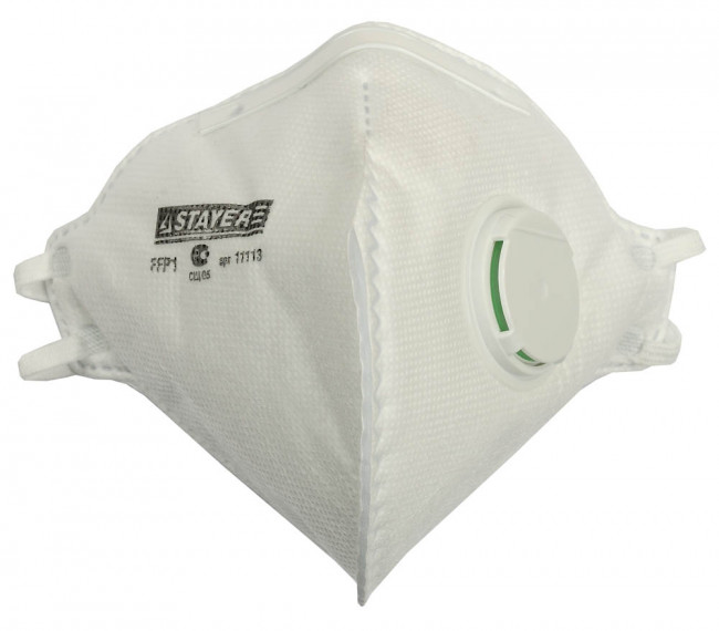 Полумаска фильтрующая STAYER "PROFI" плоская многослойная с клапаном, класс защиты FFP1,  ( 11113 )