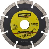 Круг отрезной алмазный STAYER "PROFESSIONAL", сегментный, сухая резка, для УШМ, 22,2х115мм,  ( 3660-115_z01 )