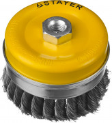 STAYER "PROFESSIONAL". Щетка чашечная усиленная для УШМ, жгутированная стальная проволока 0,5мм, 100ммхМ14, ( 35137-100 ) STAYER "PROFESSIONAL". Щетка чашечная усиленная для УШМ, жгутированная стальная проволока 0,5мм, 100ммхМ14, ( 35137-100 )