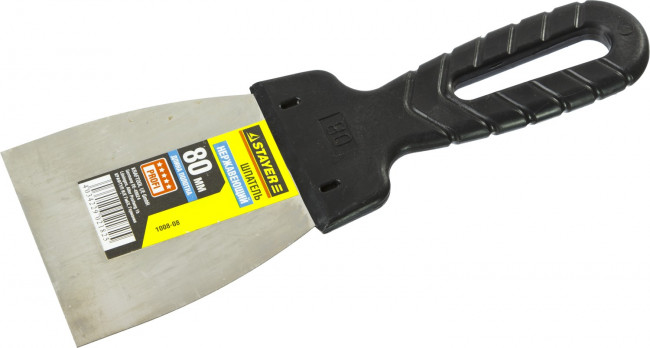 Шпатель STAYER "PROFESSIONAL", нержавеющее полотно, с пластмассовой ручкой, 80мм, ( 1008-08 ) Шпатель STAYER "PROFESSIONAL", нержавеющее полотно, с пластмассовой ручкой, 80мм, ( 1008-08 )
