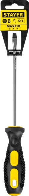 MAXFIX Отвертка, двухкомпонентная рукоятка, магнитный наконечник, SL6,0x150мм, STAYER ( 2509-06-15_z02 ) MAXFIX Отвертка, двухкомпонентная рукоятка, магнитный наконечник, SL6,0x150мм, STAYER ( 2509-06-15_z02 )