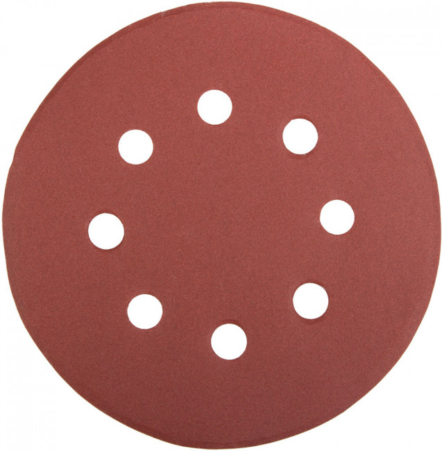 Круг шлифовальный универсальный STAYER "MASTER" из абразивной бумаги на велкро основе, 8 отверстий, Р320, 125мм, 5шт,  ( 35452-125-320 )