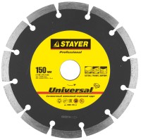 Круг отрезной алмазный STAYER "PROFESSIONAL", сегментный, сухая резка, для УШМ, 22,2х150мм,  ( 3660-150_z01 )