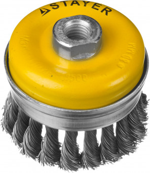 STAYER "PROFESSIONAL". Щетка чашечная усиленная для УШМ, жгутированная стальная проволока 0,5мм, 80ммхМ14, ( 35137-080 ) STAYER "PROFESSIONAL". Щетка чашечная усиленная для УШМ, жгутированная стальная проволока 0,5мм, 80ммхМ14, ( 35137-080 )