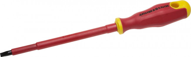 Отвертка STAYER "PROFI" "ELECTRO" диэлектрическая до 1000В, двухкомп рукоятка, SL 6,5 х 150мм,  ( 25141-06-15_z01 ) Отвертка STAYER "PROFI" "ELECTRO" диэлектрическая до 1000В, двухкомп рукоятка, SL 6,5 х 150мм,  ( 25141-06-15_z01 )