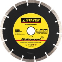 Круг отрезной алмазный STAYER "PROFESSIONAL", сегментный, сухая резка, для УШМ, 22,2х180мм,  ( 3660-180_z01 )