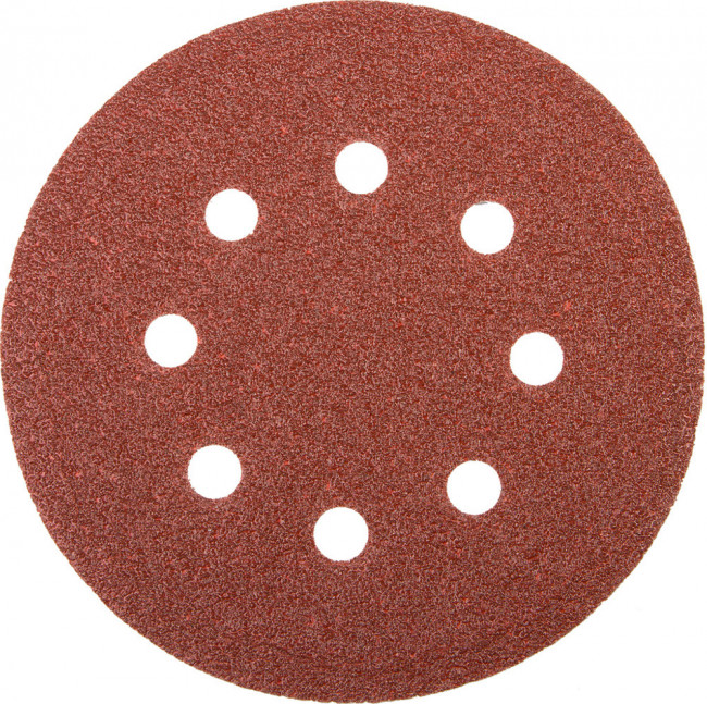Круг шлифовальный универсальный STAYER "MASTER" из абразивной бумаги на велкро основе, 8 отверстий, Р40, 125мм, 5шт,  ( 35452-125-040 )