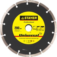 Круг отрезной алмазный STAYER "PROFESSIONAL", сегментный, сухая резка, для УШМ, 22,2х200мм,  ( 3660-200_z01 )