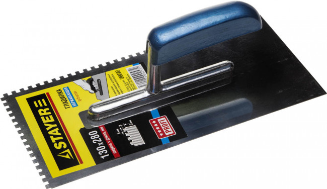 Гладилка STAYER "PROFI" нержавеющая с деревянной ручкой, зубчатая, 8х8мм,  ( 0802-08 ) Гладилка STAYER "PROFI" нержавеющая с деревянной ручкой, зубчатая, 8х8мм,  ( 0802-08 )