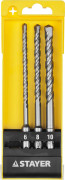 Набор STAYER "MASTER": Буров по бетону, хвостовик "SDS-Plus", в боксе, (d=6,8,10)-160мм, 3шт ,  ( 29250-H3 ) Набор STAYER "MASTER": Буров по бетону, хвостовик "SDS-Plus", в боксе, (d=6,8,10)-160мм, 3шт ,  ( 29250-H3 )