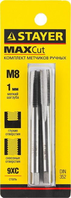 Комплект метчиков STAYER "MASTER", сталь 9ХС, М8х1,0, 2 шт,  ( 28025-08-1.0-H2 ) Комплект метчиков STAYER "MASTER", сталь 9ХС, М8х1,0, 2 шт,  ( 28025-08-1.0-H2 )